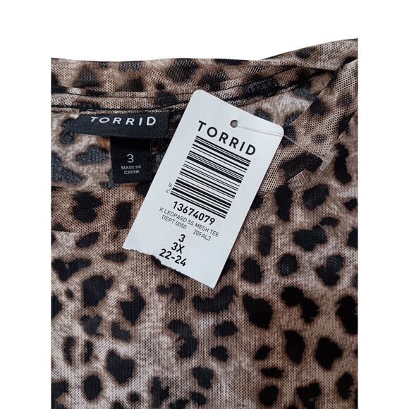 NEW TORRID 3 Leopard Mesh Tee Plus Size 3X Sheer Top Blouse Layer Sexy Cheetah - Picture 4 of 9